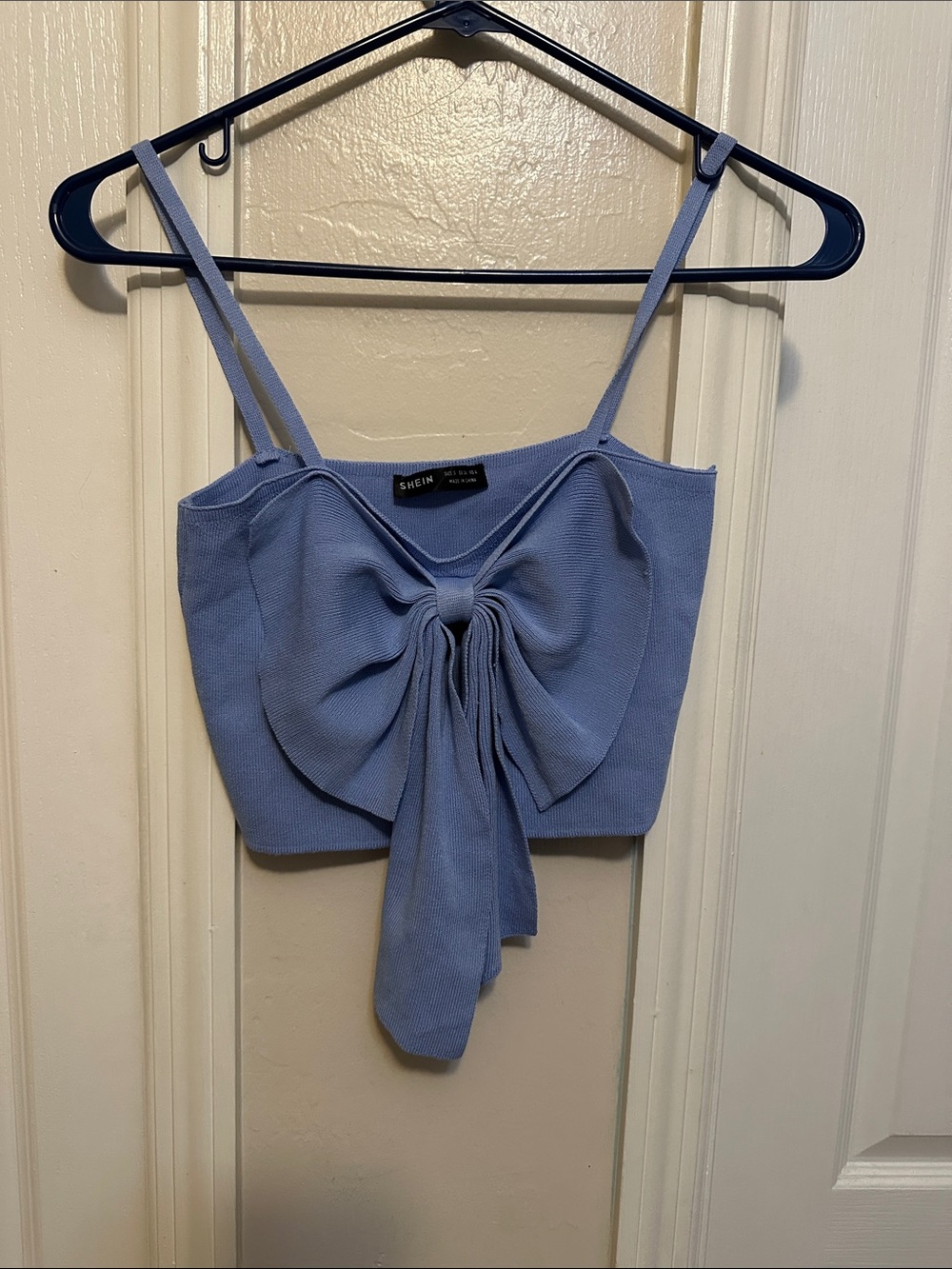 SHEIN Lavender Bow-Front Knit Crop Top